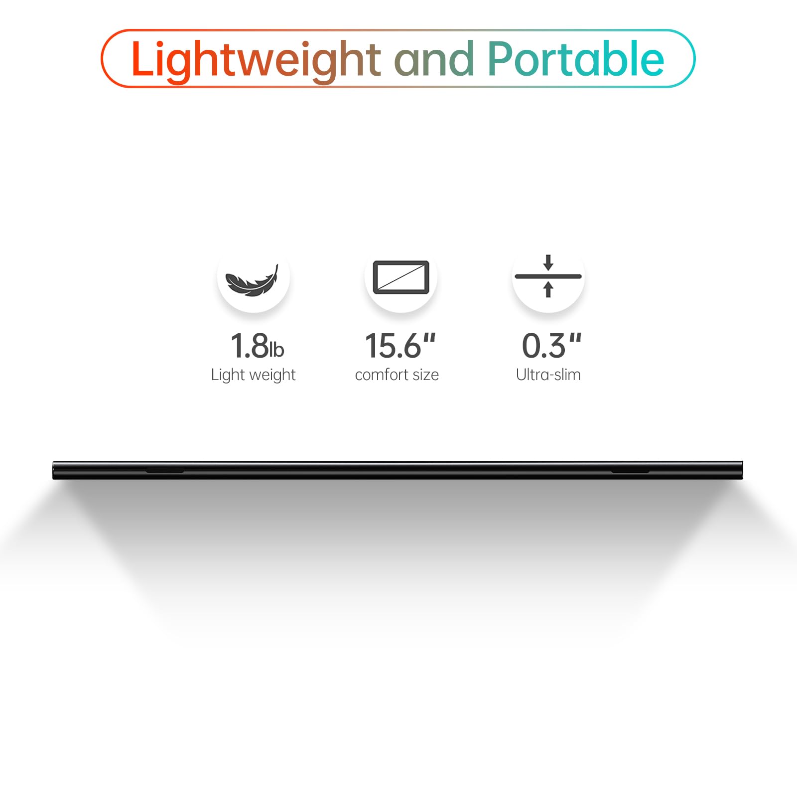 WGK 15.6 inch Portable Monitor 1080P FHD Travel Display HDMI/USB-C Compatible with Laptops, Desktops, Phones, PS, Mac, Xbox, Switch, and Other Gaming Devices Includes Stand and Speakers VESA