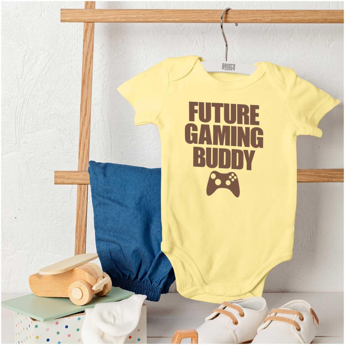 Brisco Brands Future Gaming Buddy Gamer Dad Joke Baby Romper Boys or Girls