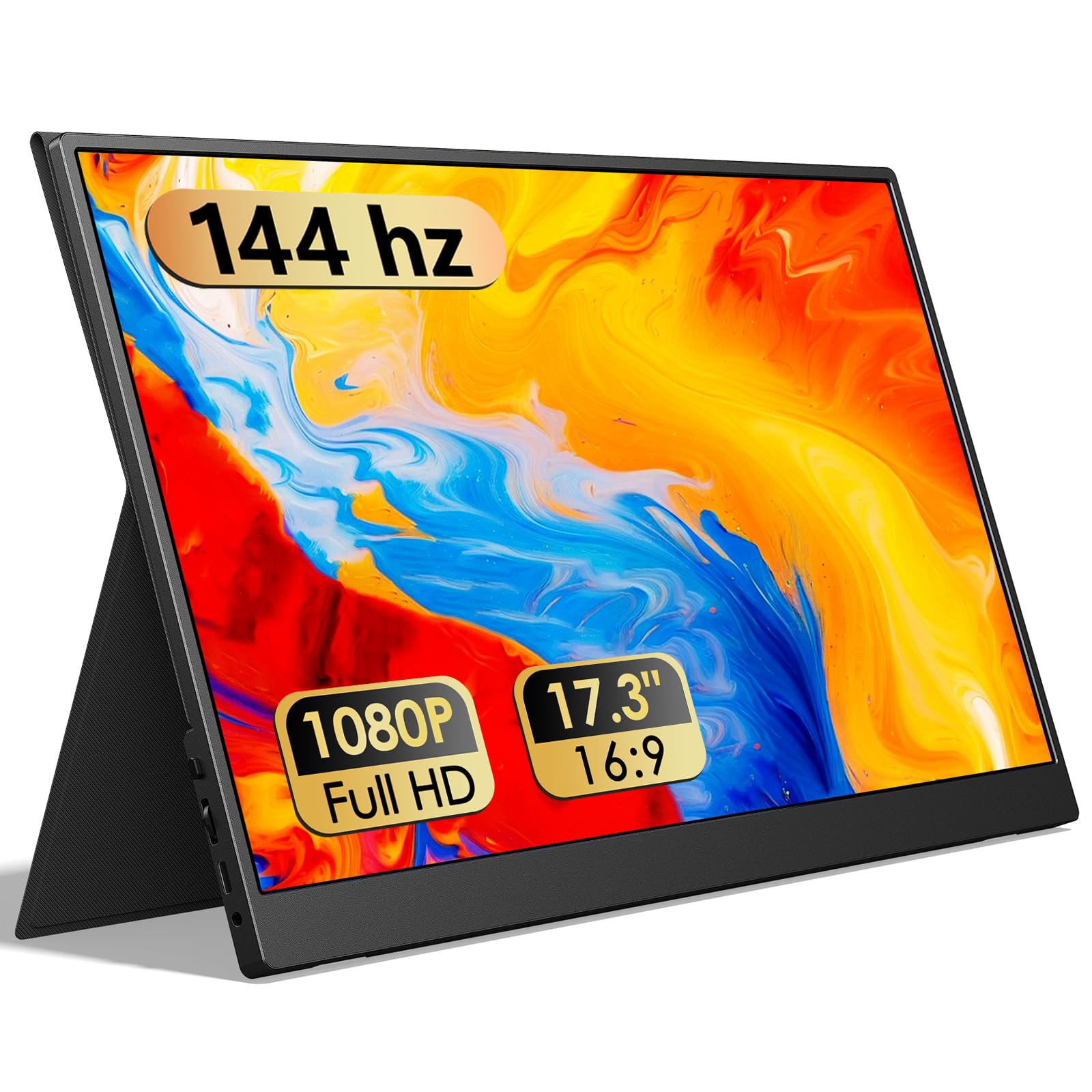 WGK 15.6 inch Portable Monitor 1080P FHD Travel Display HDMI/USB-C Compatible with Laptops, Desktops, Phones, PS, Mac, Xbox, Switch, and Other Gaming Devices Includes Stand and Speakers VESA