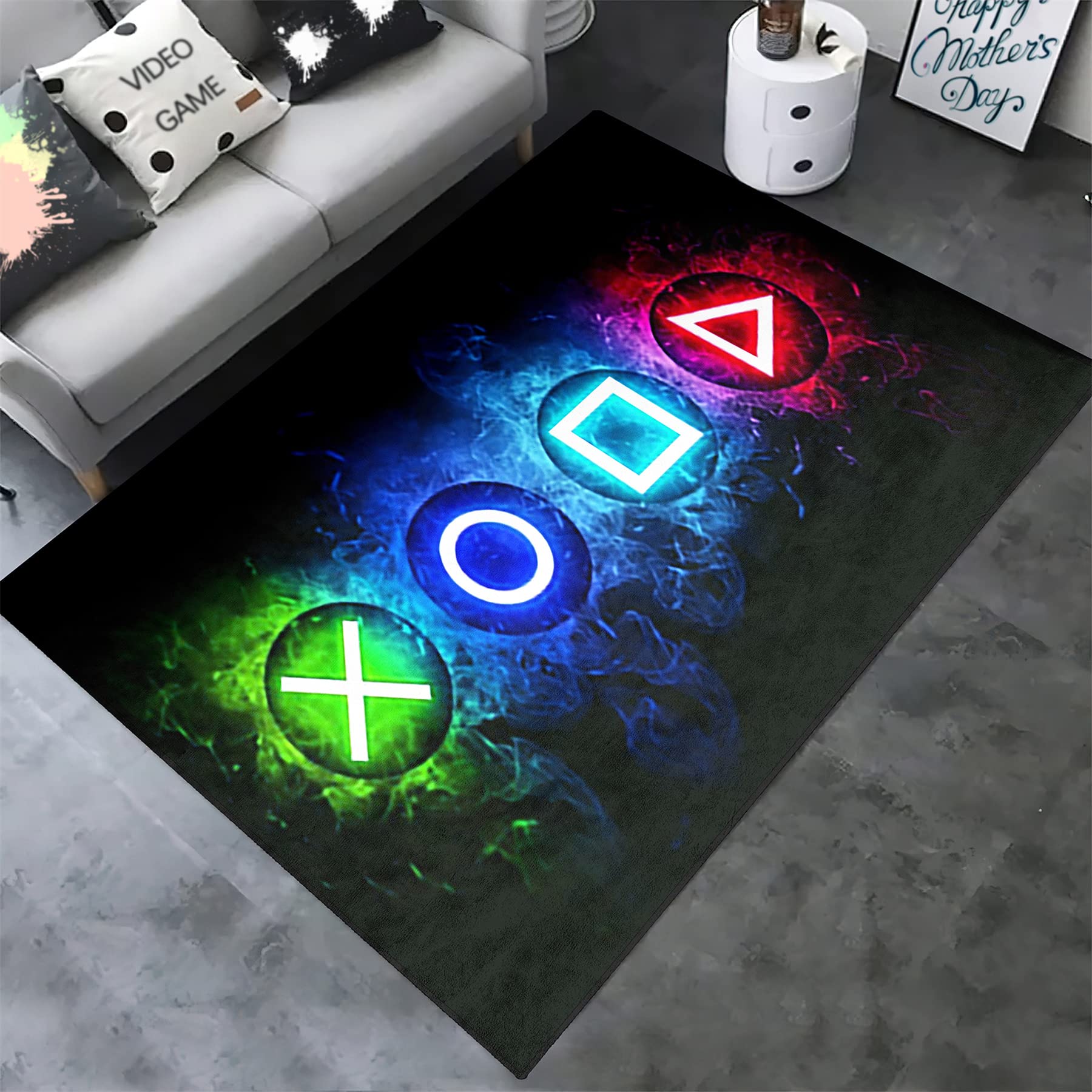 Gaming Rug - Video Game Area Rugs for Boys Teens Gamer Rug for Boys Room Gamer Controller Gamepad Pattern Carpet Floor Mat Bathroom Mat for Livingroom