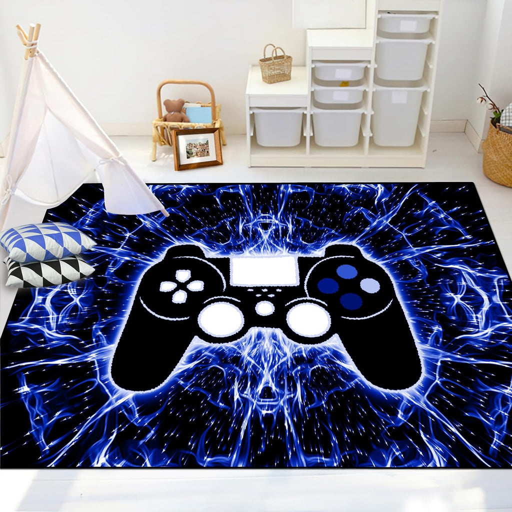 Gaming Rug - Video Game Area Rugs for Boys Teens Gamer Rug for Boys Room Gamer Controller Gamepad Pattern Carpet Floor Mat Bathroom Mat for Livingroom