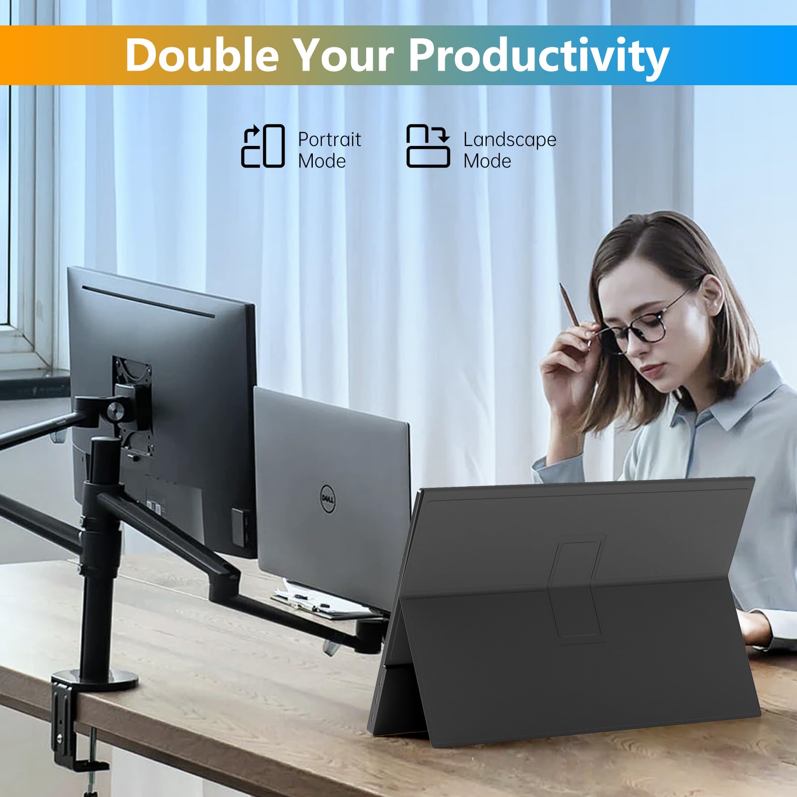 WGK 15.6 inch Portable Monitor 1080P FHD Travel Display HDMI/USB-C Compatible with Laptops, Desktops, Phones, PS, Mac, Xbox, Switch, and Other Gaming Devices Includes Stand and Speakers VESA