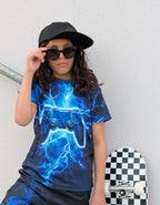 Boys Girls Neon Shirt Short Sleeve Cool 3D Graphic Print Neon Game Summer Tees Tops for 8-12 Years