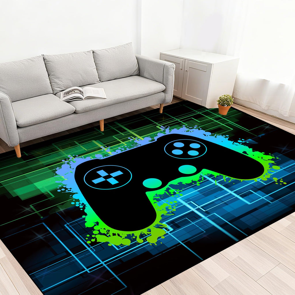 Gaming Rug - Video Game Area Rugs for Boys Teens Gamer Rug for Boys Room Gamer Controller Gamepad Pattern Carpet Floor Mat Bathroom Mat for Livingroom