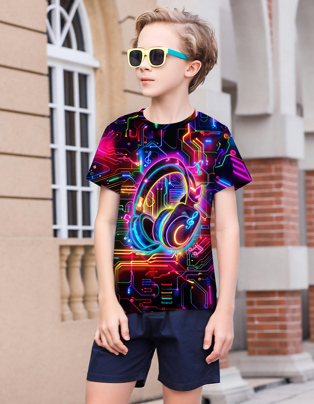 Boys Girls Neon Shirt Short Sleeve Cool 3D Graphic Print Neon Game Summer Tees Tops for 8-12 Years