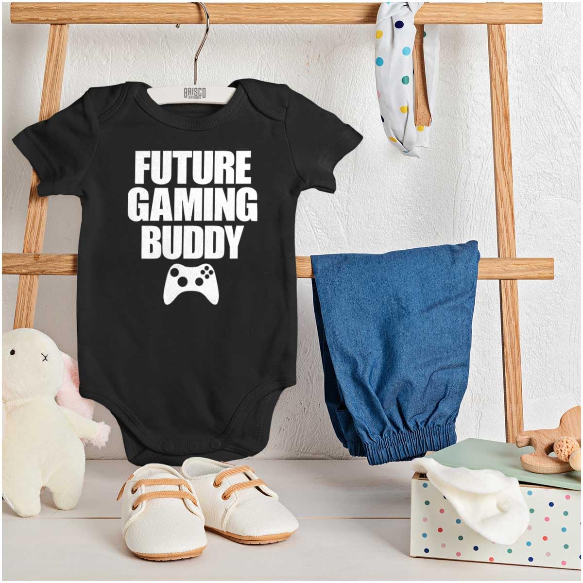 Brisco Brands Future Gaming Buddy Gamer Dad Joke Baby Romper Boys or Girls