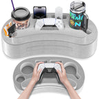 Couch Cup Holder Pillow with 6 Slots, Couch Organizer Caddy & Buddy with Customized Game Controller Hole & Armrest Pads, Removable & Washable Drink Pillow Gamer Gift for Remote, Phone, Snack