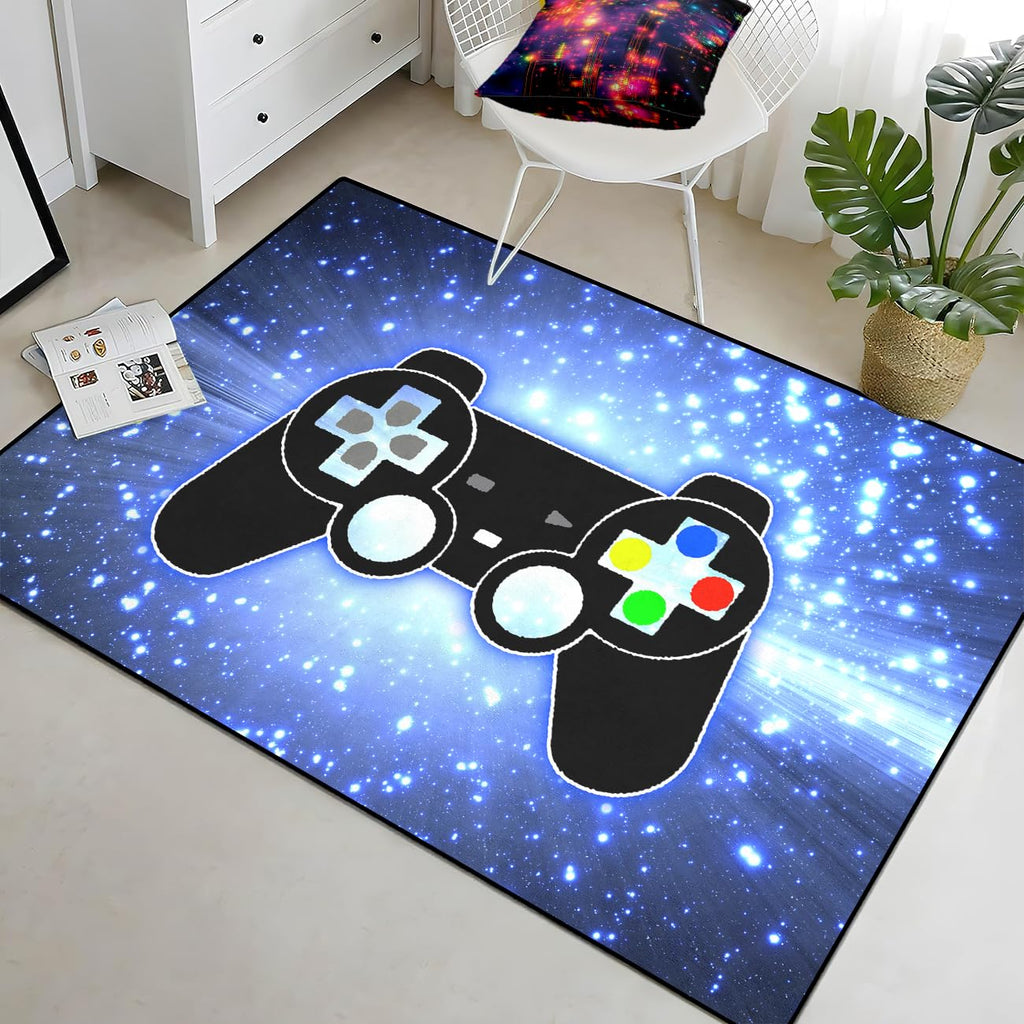 Gaming Rug - Video Game Area Rugs for Boys Teens Gamer Rug for Boys Room Gamer Controller Gamepad Pattern Carpet Floor Mat Bathroom Mat for Livingroom