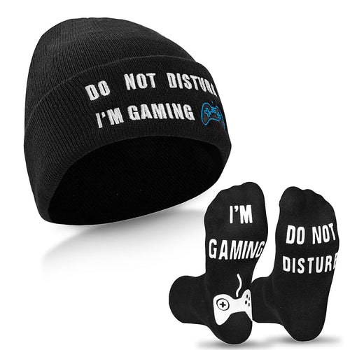 ANDOLO Do Not Disturb Gaming Socks, Beanie Baseball Cap Hat Valentines Fathers Day Gamer Christmas Gifts for Men Teenage Boys