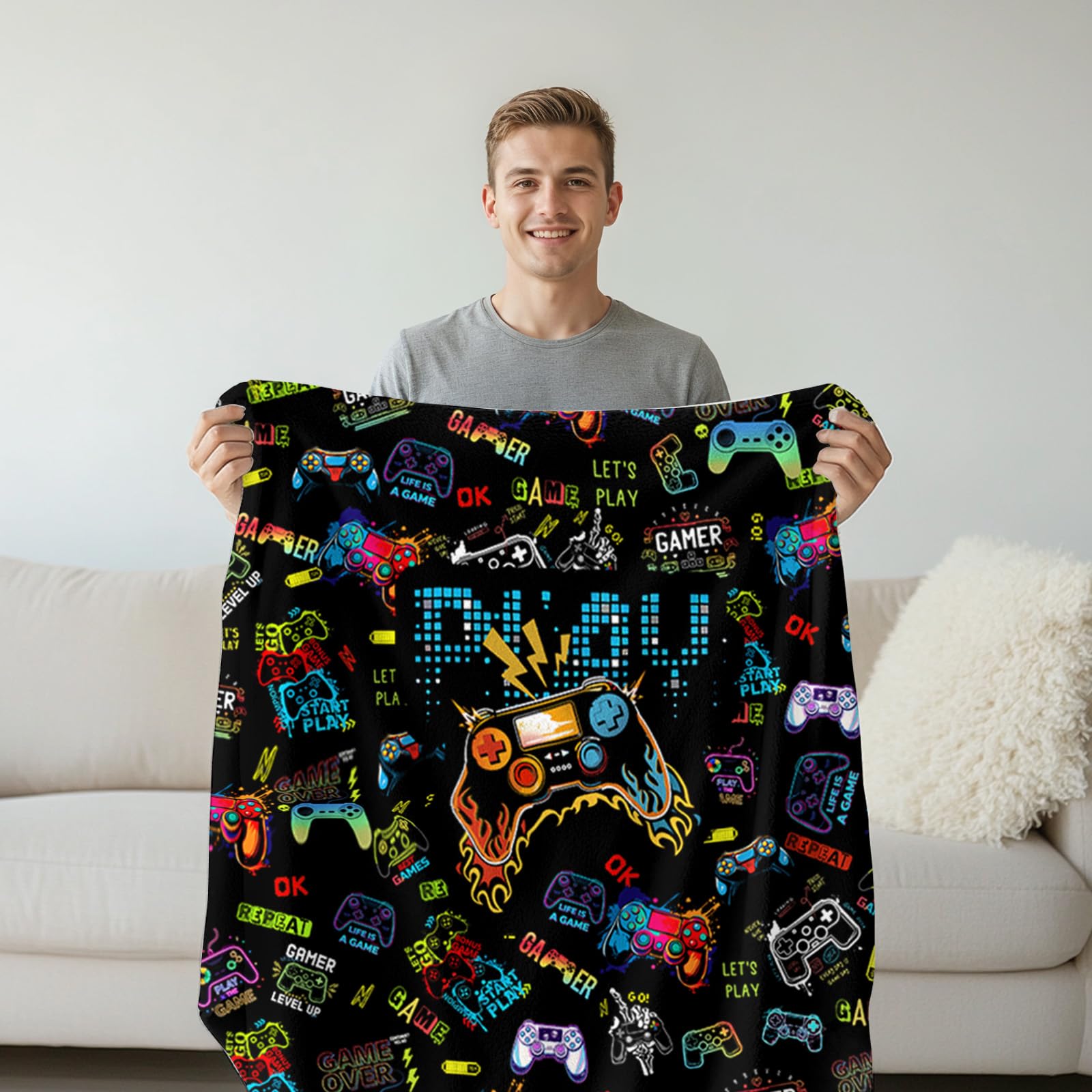 Gaming Gifts for Gamers, Cool Wearable Blanket Hoodie for Men Teen Son Dad, Oversized Hoodie Blanket Gifts for Game Player, Gifts for Birthday Valentines Day Christmas