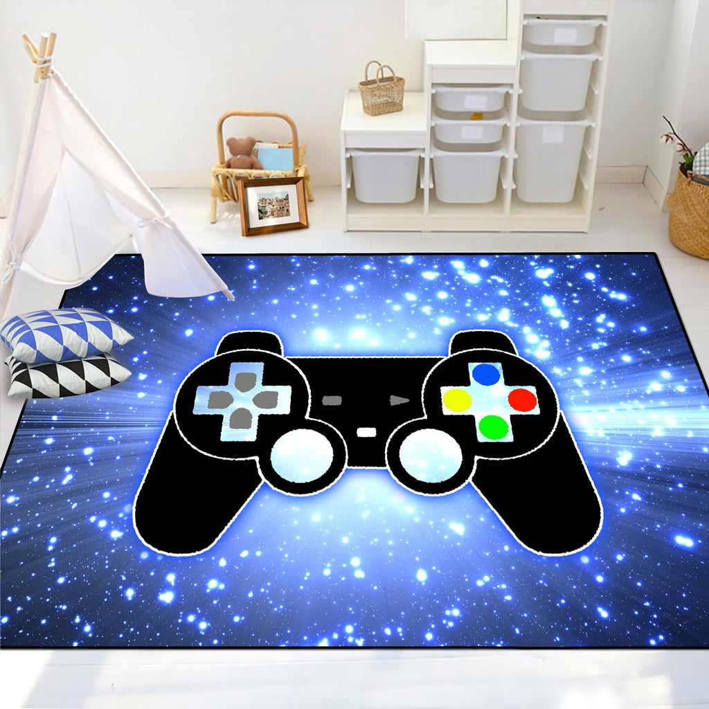 Gaming Rug - Video Game Area Rugs for Boys Teens Gamer Rug for Boys Room Gamer Controller Gamepad Pattern Carpet Floor Mat Bathroom Mat for Livingroom