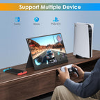 WGK 15.6 inch Portable Monitor 1080P FHD Travel Display HDMI/USB-C Compatible with Laptops, Desktops, Phones, PS, Mac, Xbox, Switch, and Other Gaming Devices Includes Stand and Speakers VESA