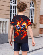 Boys Girls Neon Shirt Short Sleeve Cool 3D Graphic Print Neon Game Summer Tees Tops for 8-12 Years