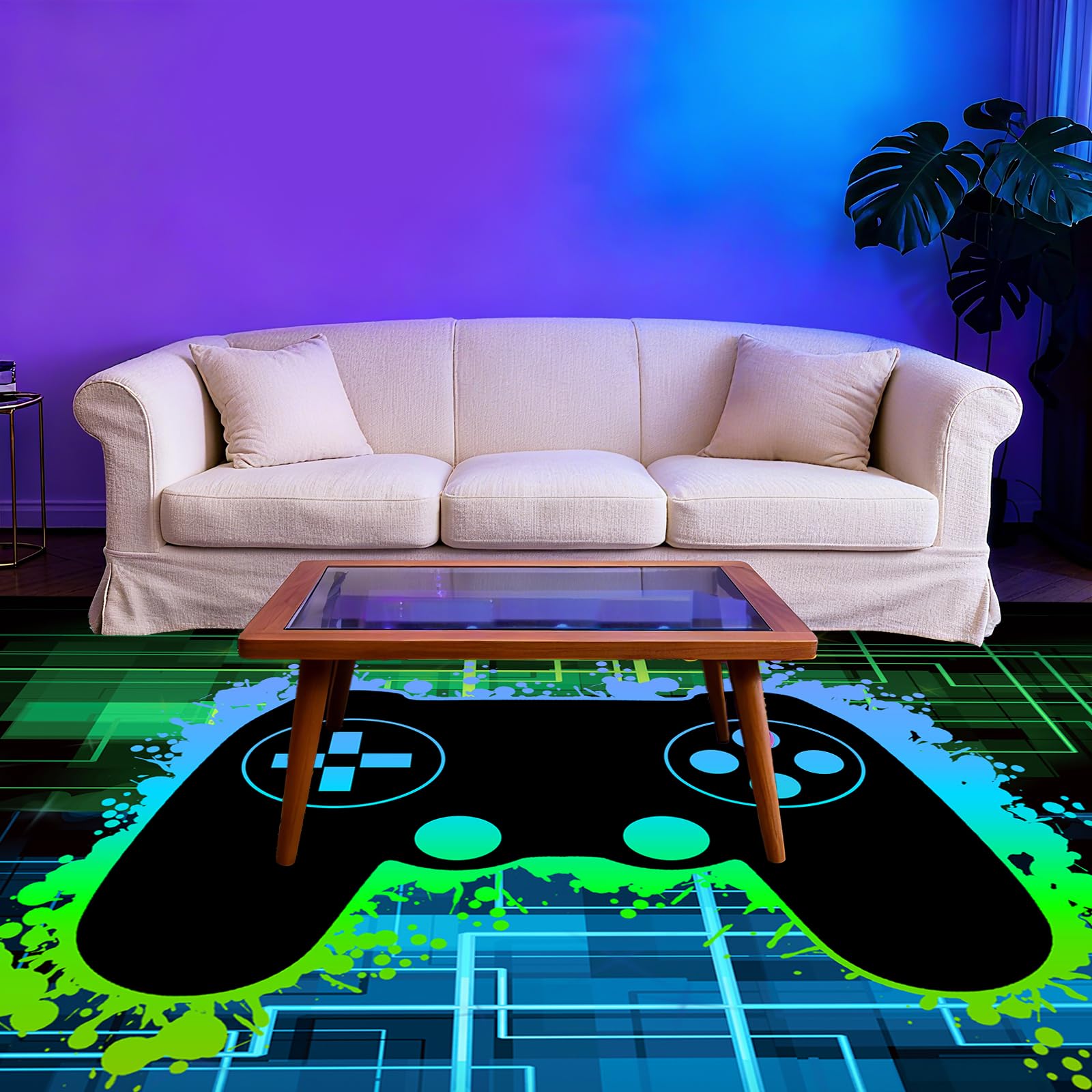 Gaming Rug - Video Game Area Rugs for Boys Teens Gamer Rug for Boys Room Gamer Controller Gamepad Pattern Carpet Floor Mat Bathroom Mat for Livingroom