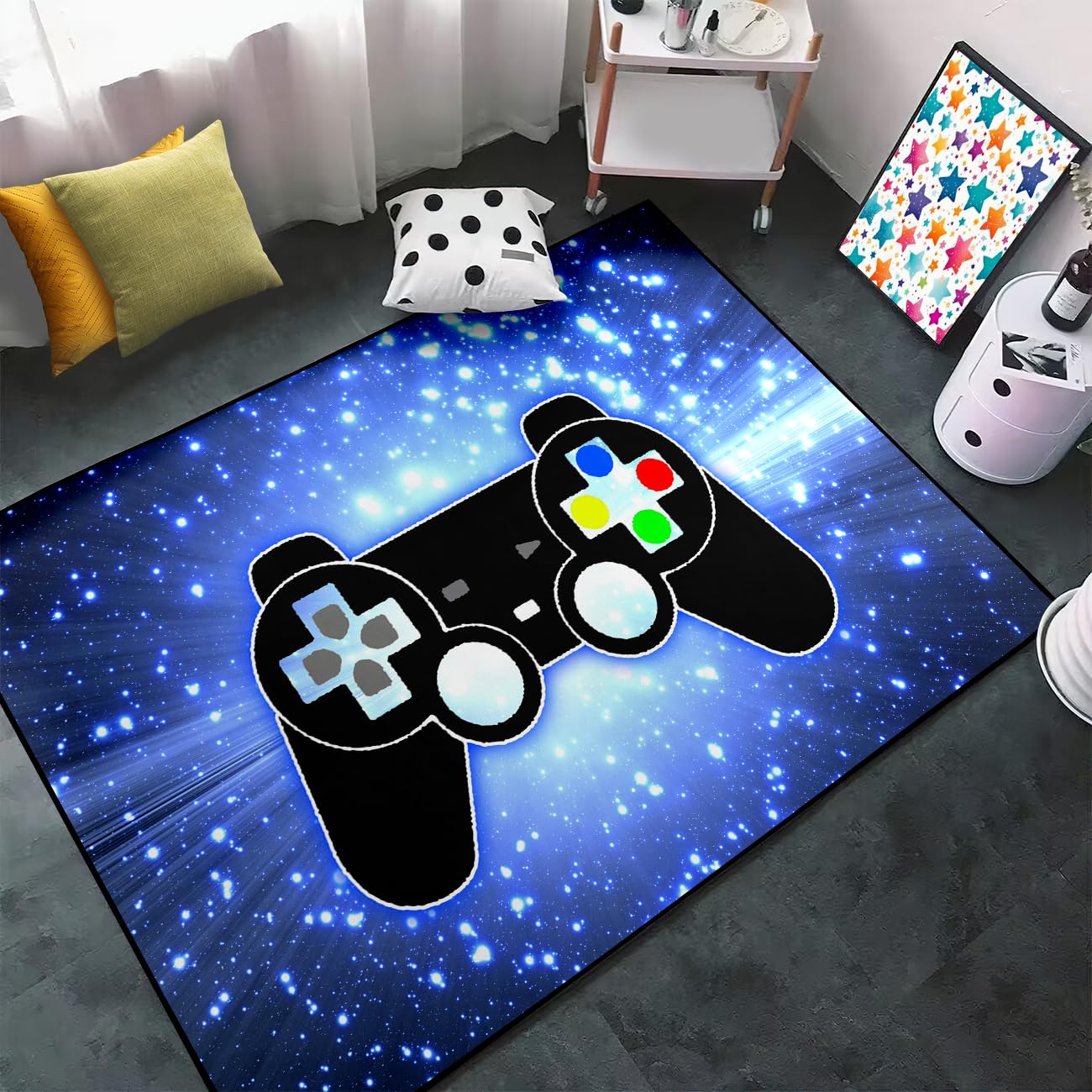 Gaming Rug - Video Game Area Rugs for Boys Teens Gamer Rug for Boys Room Gamer Controller Gamepad Pattern Carpet Floor Mat Bathroom Mat for Livingroom
