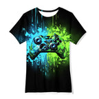 Boys Girls Neon Shirt Short Sleeve Cool 3D Graphic Print Neon Game Summer Tees Tops for 8-12 Years