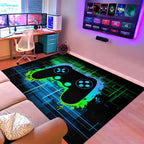 Gaming Rug - Video Game Area Rugs for Boys Teens Gamer Rug for Boys Room Gamer Controller Gamepad Pattern Carpet Floor Mat Bathroom Mat for Livingroom