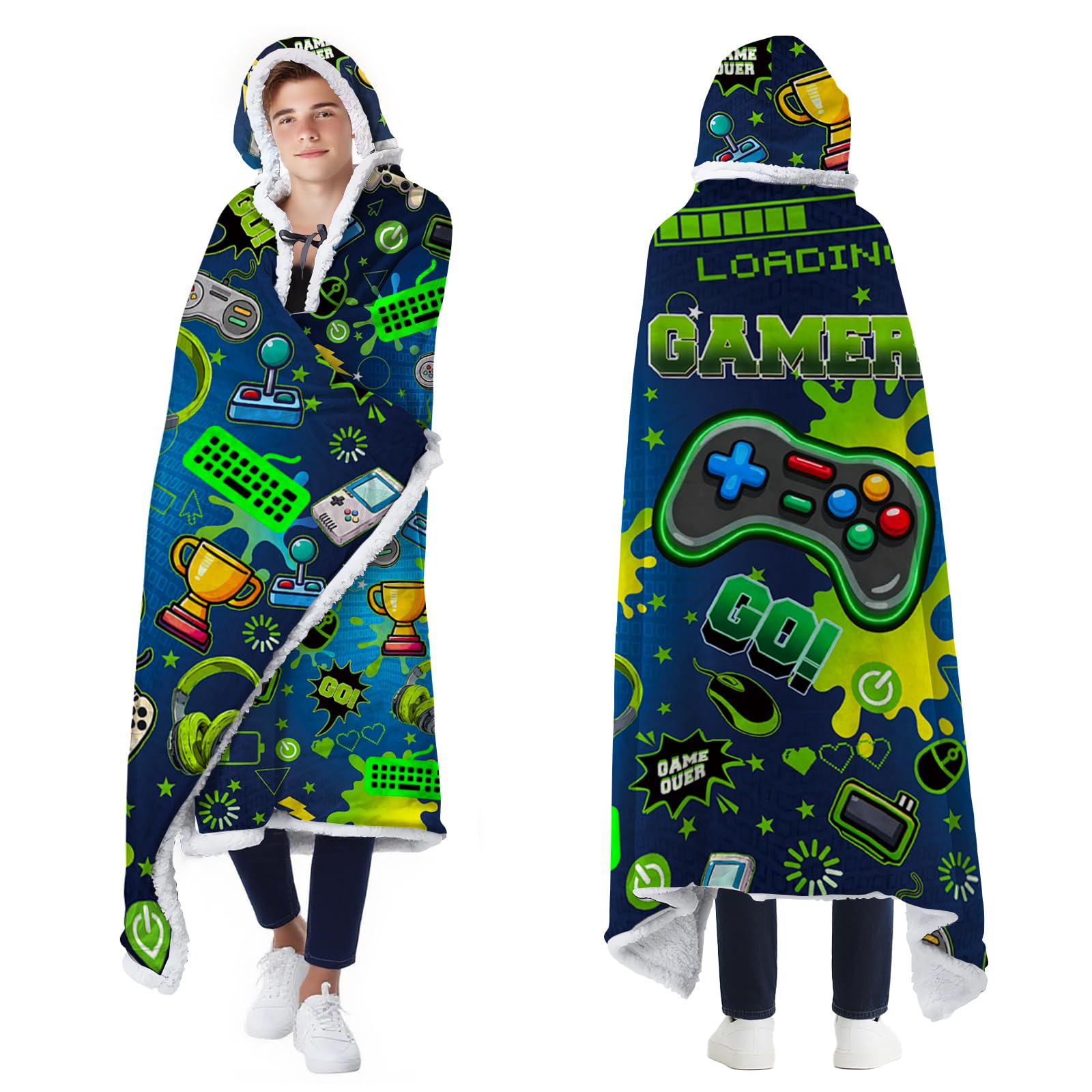 Gaming Gifts for Gamers, Cool Wearable Blanket Hoodie for Men Teen Son Dad, Oversized Hoodie Blanket Gifts for Game Player, Gifts for Birthday Valentines Day Christmas
