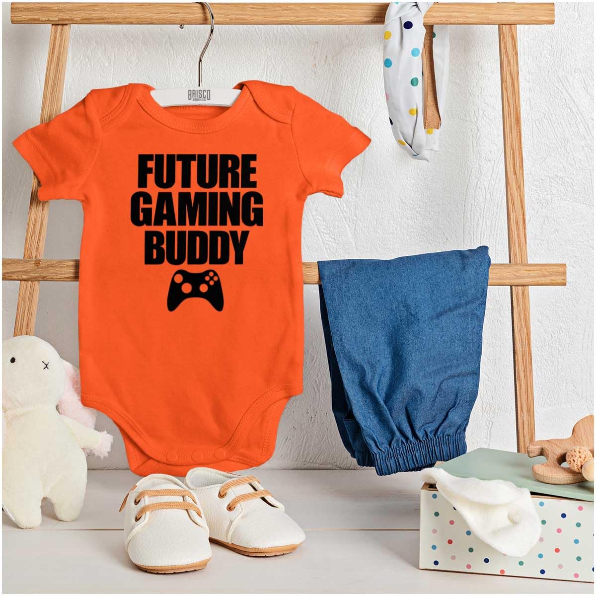 Brisco Brands Future Gaming Buddy Gamer Dad Joke Baby Romper Boys or Girls