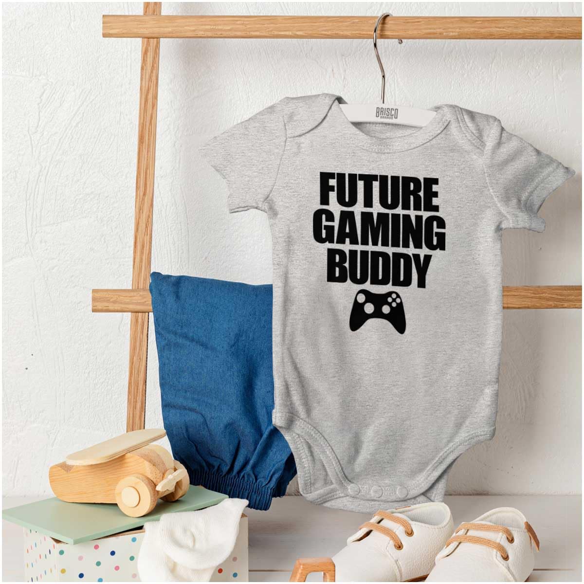 Brisco Brands Future Gaming Buddy Gamer Dad Joke Baby Romper Boys or Girls
