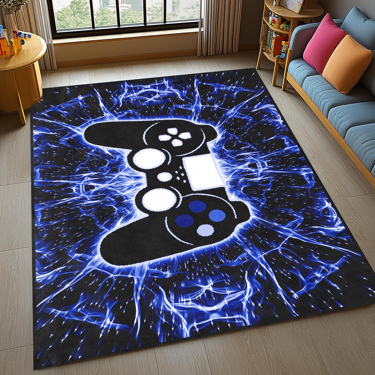 Gaming Rug - Video Game Area Rugs for Boys Teens Gamer Rug for Boys Room Gamer Controller Gamepad Pattern Carpet Floor Mat Bathroom Mat for Livingroom