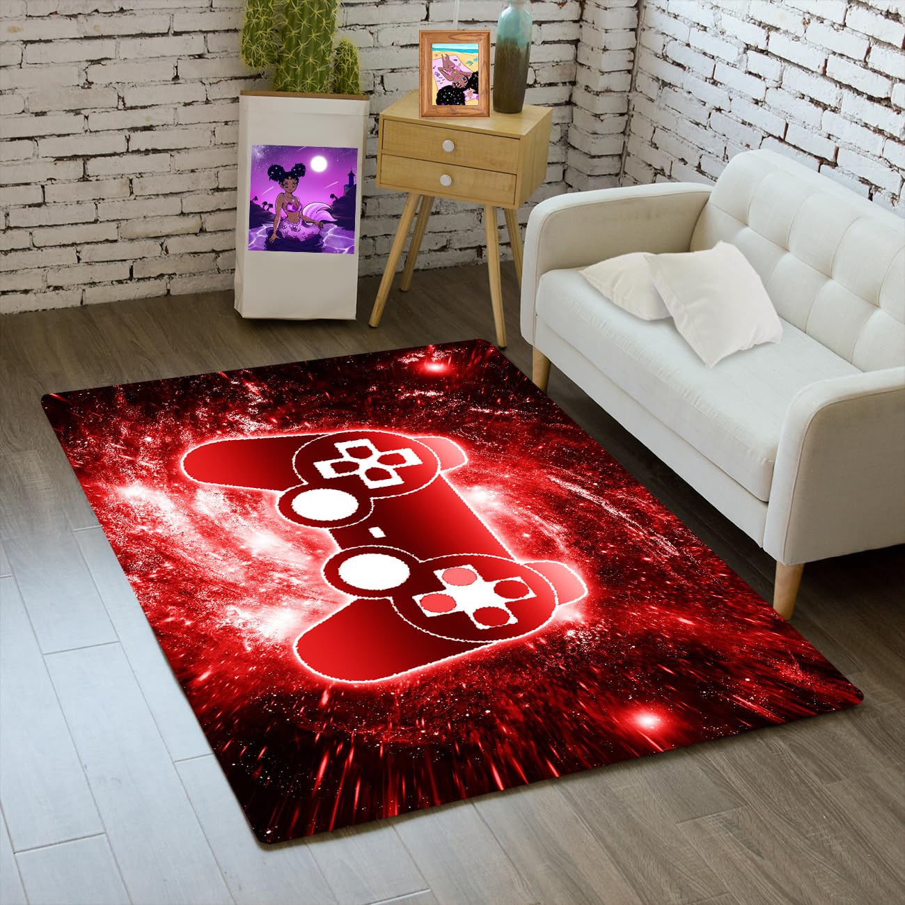 Gaming Rug - Video Game Area Rugs for Boys Teens Gamer Rug for Boys Room Gamer Controller Gamepad Pattern Carpet Floor Mat Bathroom Mat for Livingroom