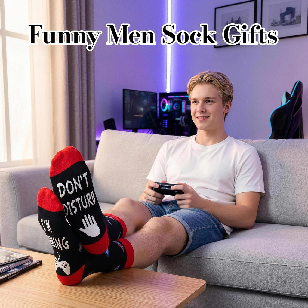 Kelool Fathers Day Dad Gifts for Men Dad Funny Do Not Disturb I'm Gaming Socks Funny Gifts For Men From Son Kids Teen Boys