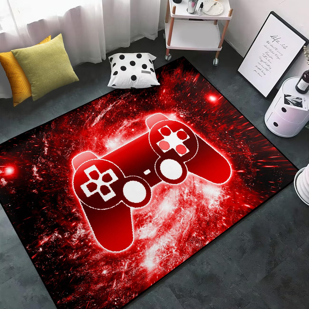 Gaming Rug - Video Game Area Rugs for Boys Teens Gamer Rug for Boys Room Gamer Controller Gamepad Pattern Carpet Floor Mat Bathroom Mat for Livingroom
