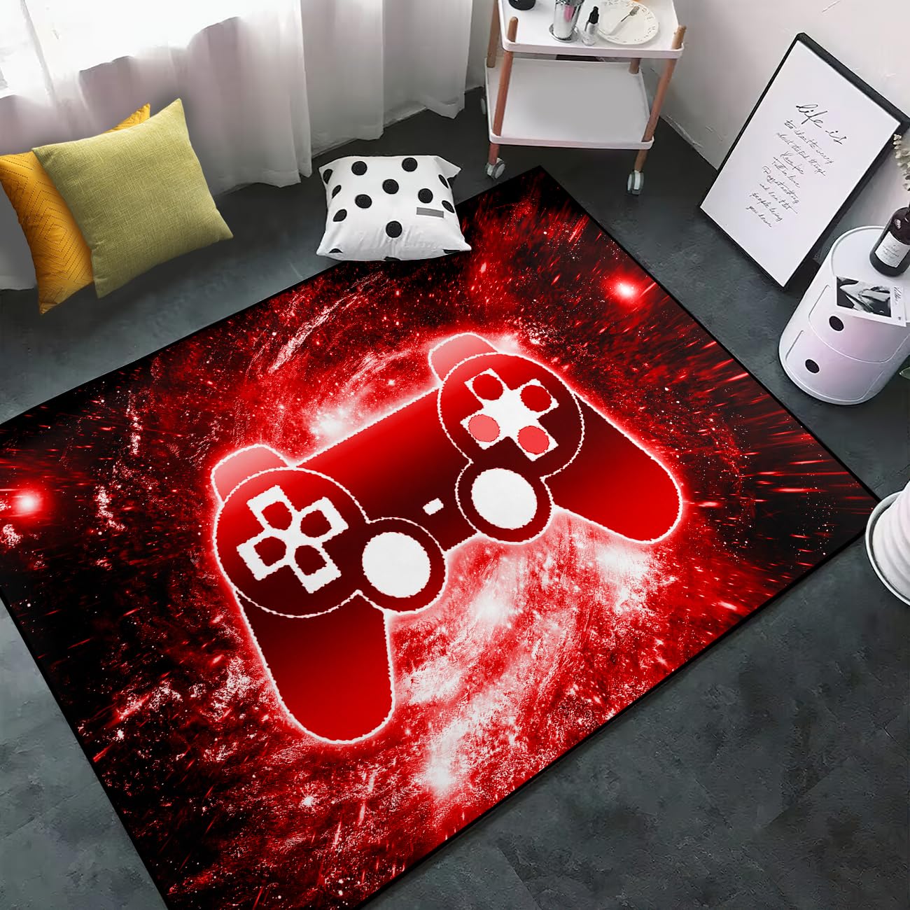 Gaming Rug - Video Game Area Rugs for Boys Teens Gamer Rug for Boys Room Gamer Controller Gamepad Pattern Carpet Floor Mat Bathroom Mat for Livingroom