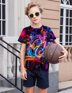 Boys Girls Neon Shirt Short Sleeve Cool 3D Graphic Print Neon Game Summer Tees Tops for 8-12 Years