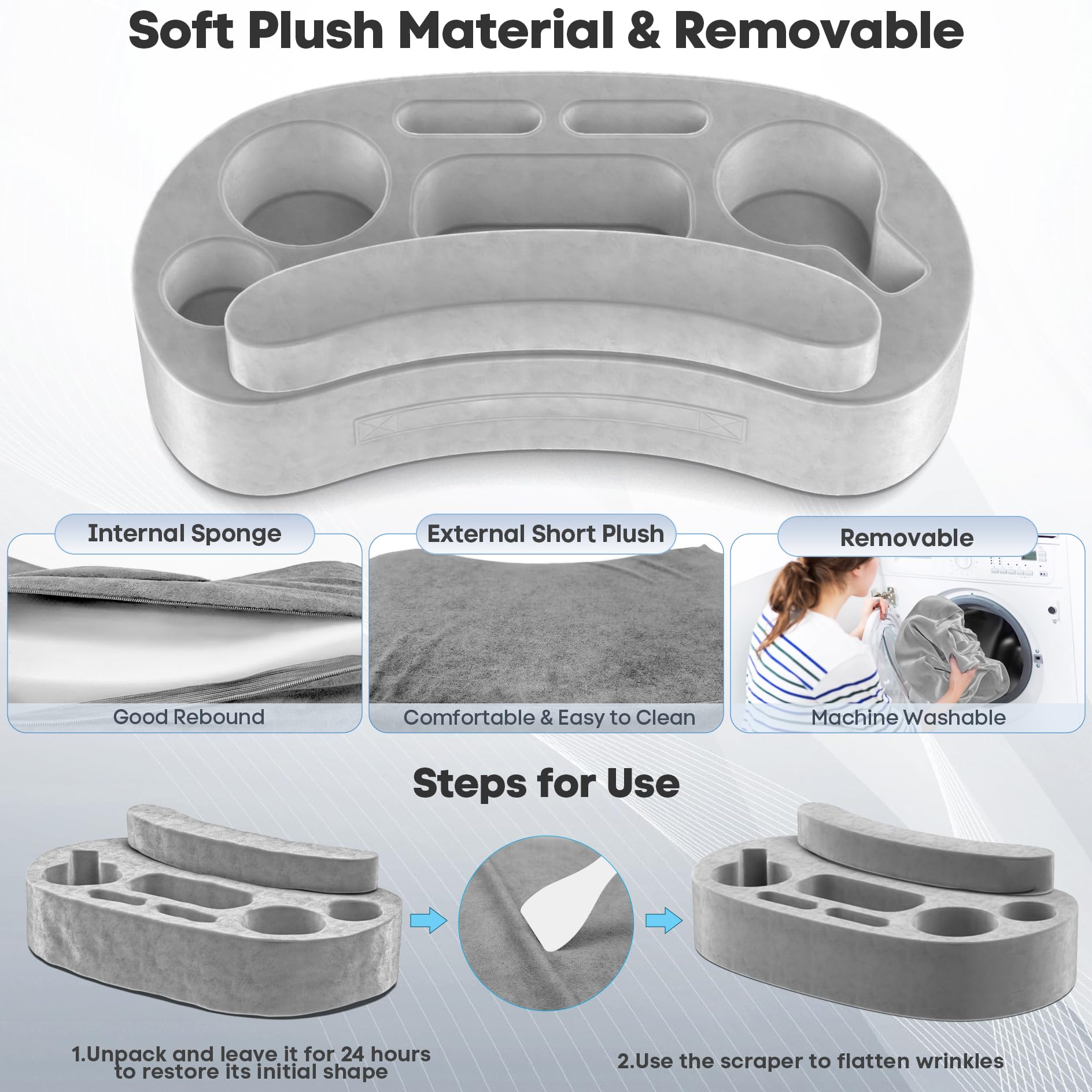 Couch Cup Holder Pillow with 6 Slots, Couch Organizer Caddy & Buddy with Customized Game Controller Hole & Armrest Pads, Removable & Washable Drink Pillow Gamer Gift for Remote, Phone, Snack