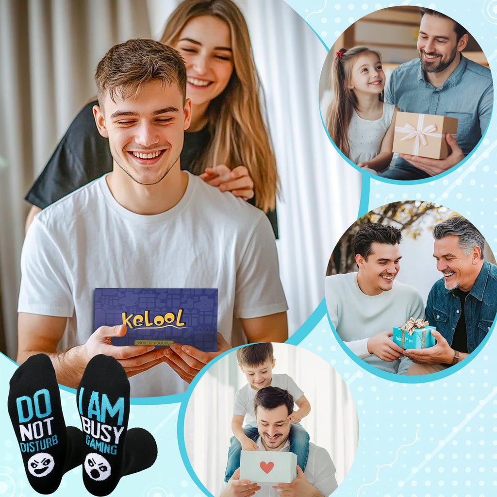 Kelool Fathers Day Dad Gifts for Men Dad Funny Do Not Disturb I'm Gaming Socks Funny Gifts For Men From Son Kids Teen Boys