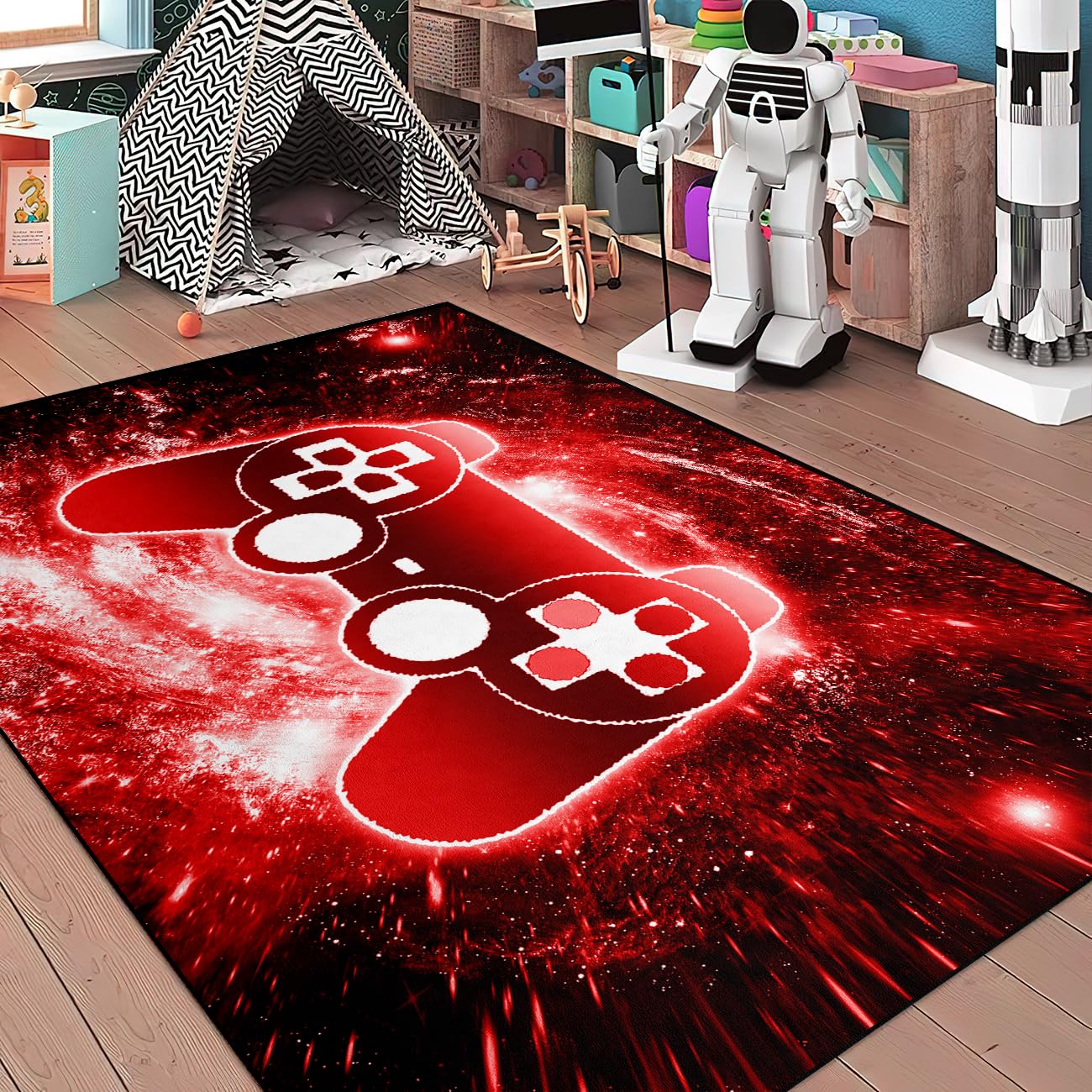 Gaming Rug - Video Game Area Rugs for Boys Teens Gamer Rug for Boys Room Gamer Controller Gamepad Pattern Carpet Floor Mat Bathroom Mat for Livingroom