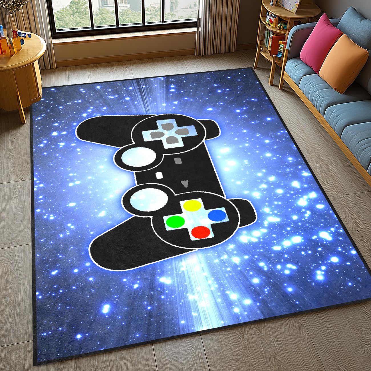 Gaming Rug - Video Game Area Rugs for Boys Teens Gamer Rug for Boys Room Gamer Controller Gamepad Pattern Carpet Floor Mat Bathroom Mat for Livingroom