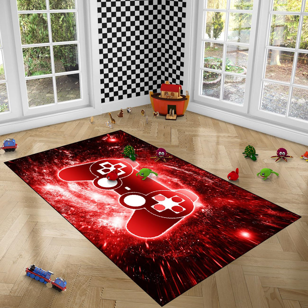 Gaming Rug - Video Game Area Rugs for Boys Teens Gamer Rug for Boys Room Gamer Controller Gamepad Pattern Carpet Floor Mat Bathroom Mat for Livingroom