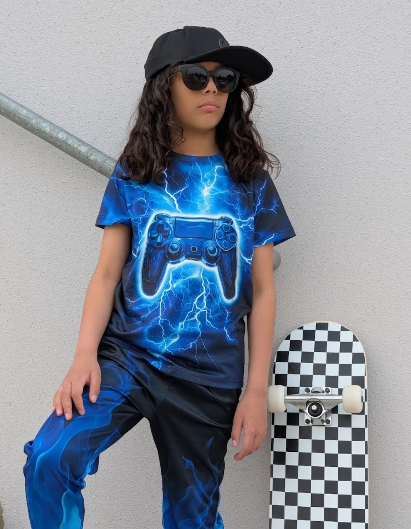 Boys Girls Neon Shirt Short Sleeve Cool 3D Graphic Print Neon Game Summer Tees Tops for 8-12 Years