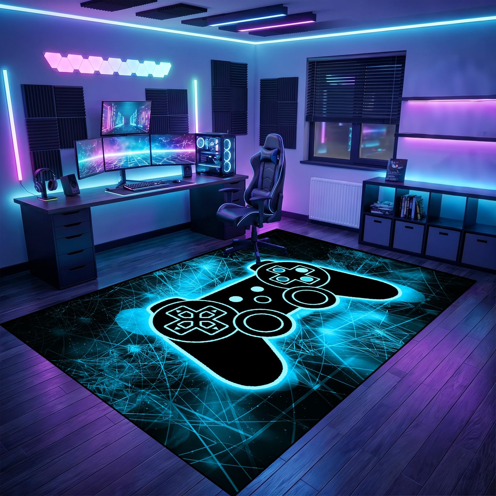 Gaming Rug - Video Game Area Rugs for Boys Teens Gamer Rug for Boys Room Gamer Controller Gamepad Pattern Carpet Floor Mat Bathroom Mat for Livingroom