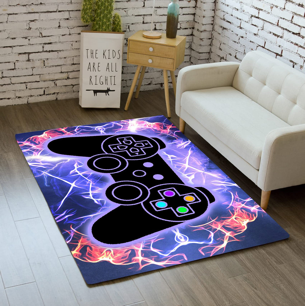 Gaming Rug - Video Game Area Rugs for Boys Teens Gamer Rug for Boys Room Gamer Controller Gamepad Pattern Carpet Floor Mat Bathroom Mat for Livingroom