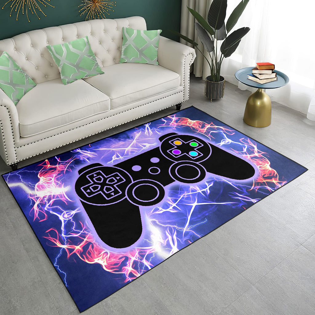 Gaming Rug - Video Game Area Rugs for Boys Teens Gamer Rug for Boys Room Gamer Controller Gamepad Pattern Carpet Floor Mat Bathroom Mat for Livingroom
