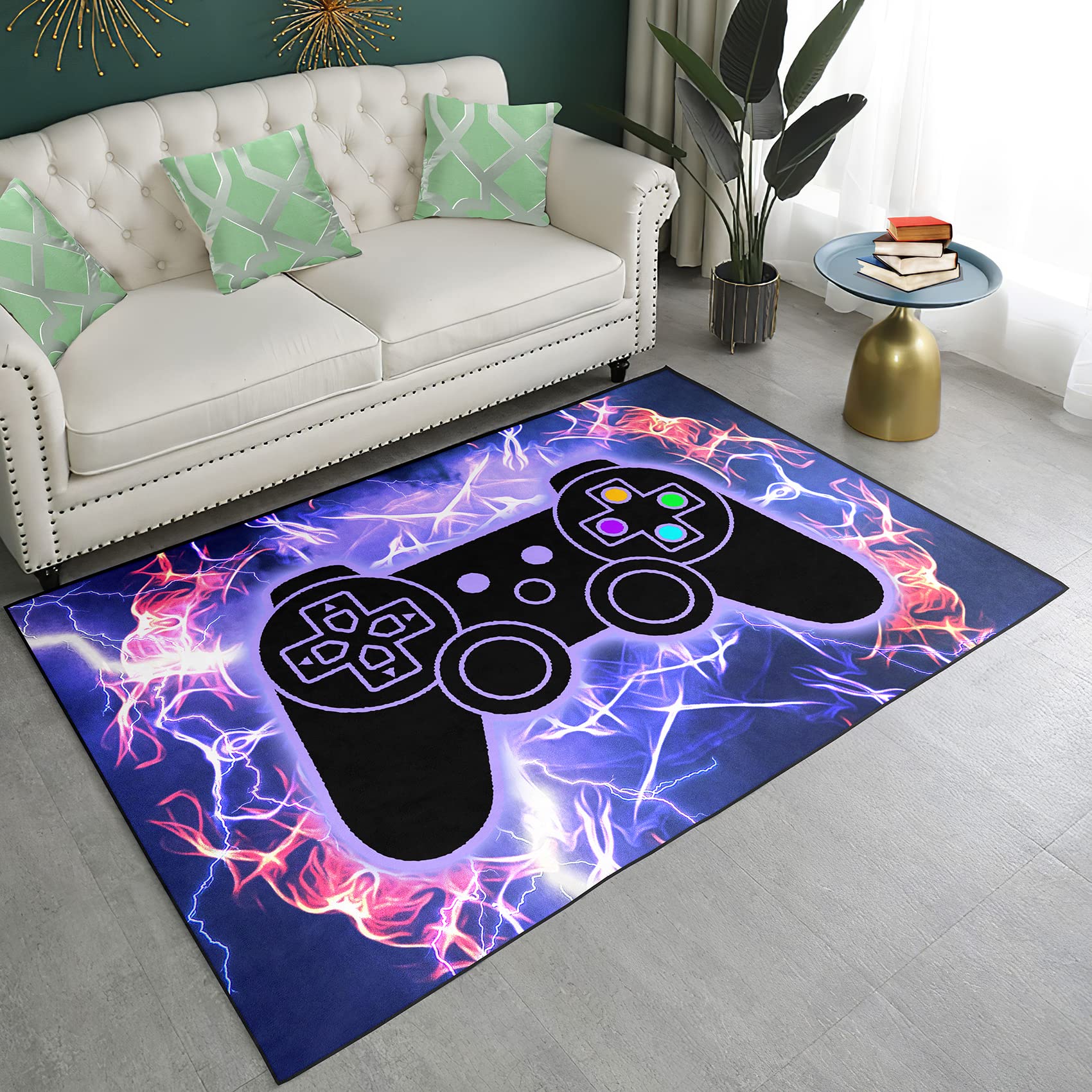Gaming Rug - Video Game Area Rugs for Boys Teens Gamer Rug for Boys Room Gamer Controller Gamepad Pattern Carpet Floor Mat Bathroom Mat for Livingroom