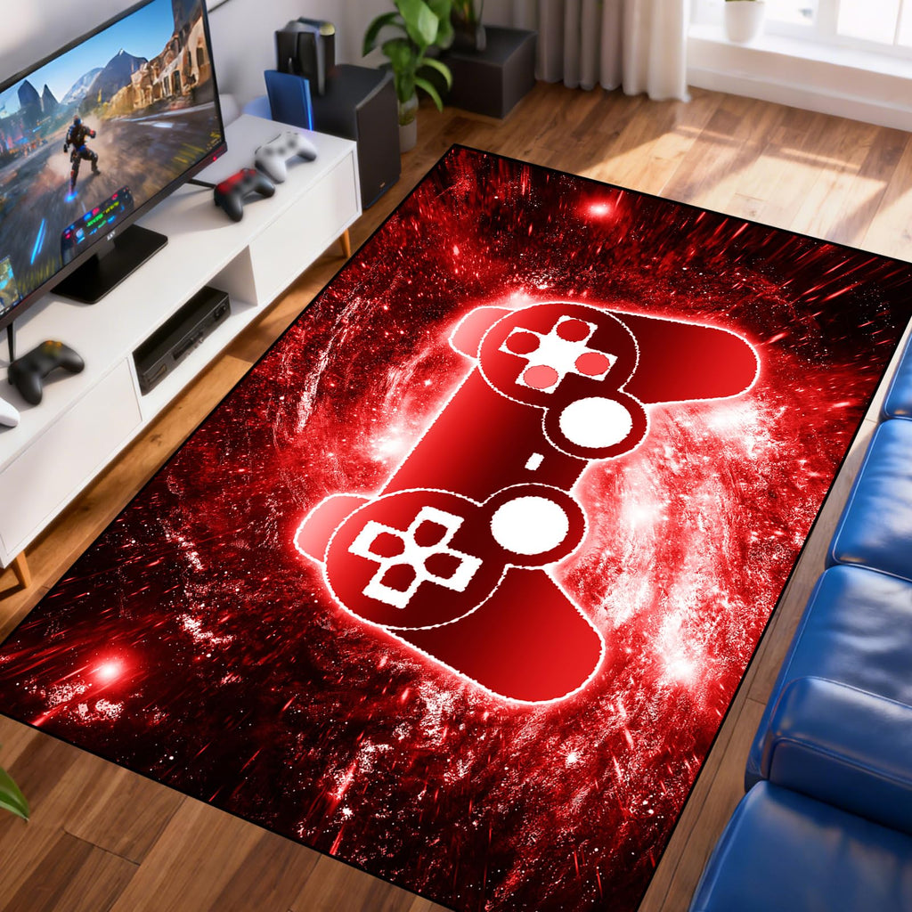 Gaming Rug - Video Game Area Rugs for Boys Teens Gamer Rug for Boys Room Gamer Controller Gamepad Pattern Carpet Floor Mat Bathroom Mat for Livingroom
