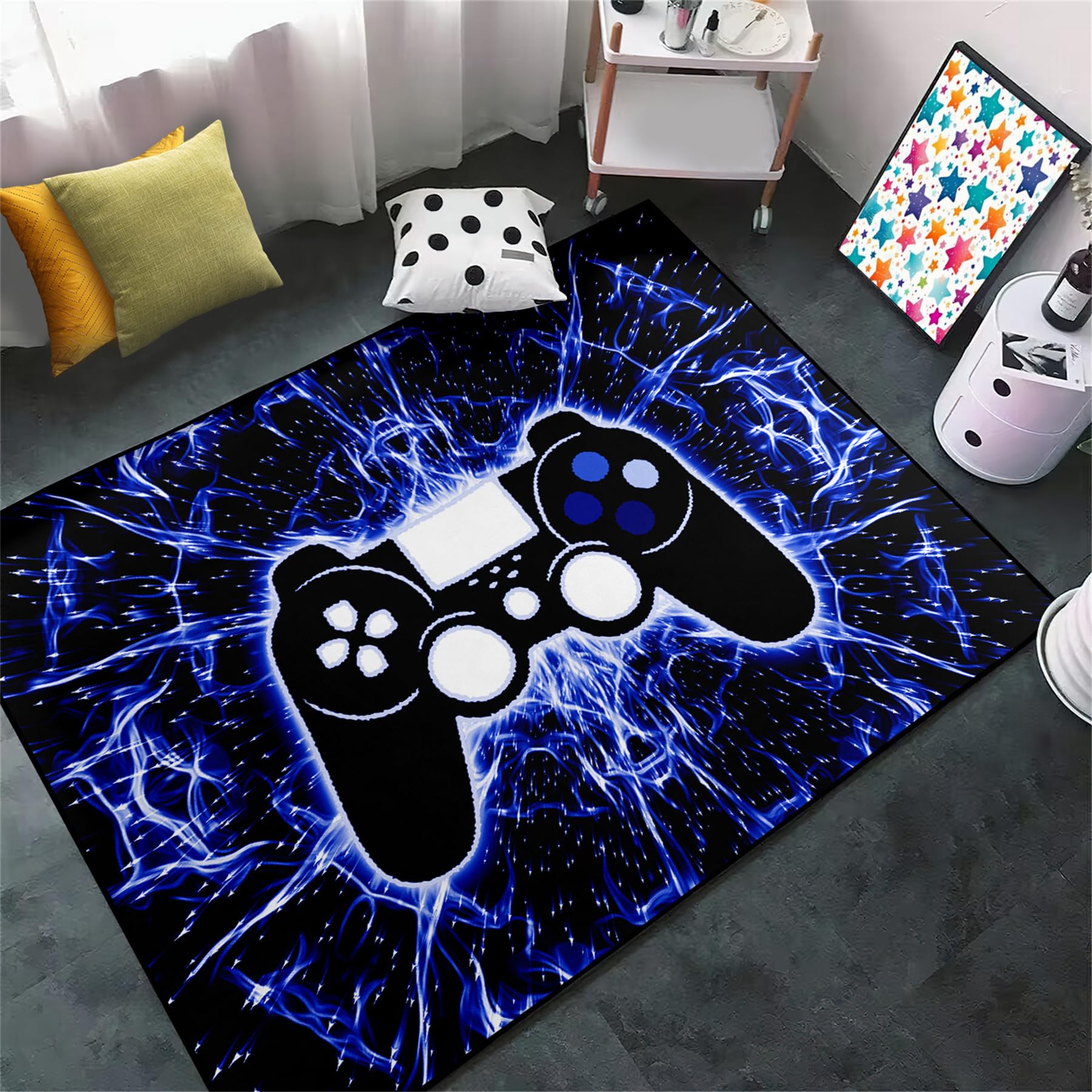 Gaming Rug - Video Game Area Rugs for Boys Teens Gamer Rug for Boys Room Gamer Controller Gamepad Pattern Carpet Floor Mat Bathroom Mat for Livingroom