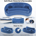 Couch Cup Holder Pillow with 6 Slots, Couch Organizer Caddy & Buddy with Customized Game Controller Hole & Armrest Pads, Removable & Washable Drink Pillow Gamer Gift for Remote, Phone, Snack