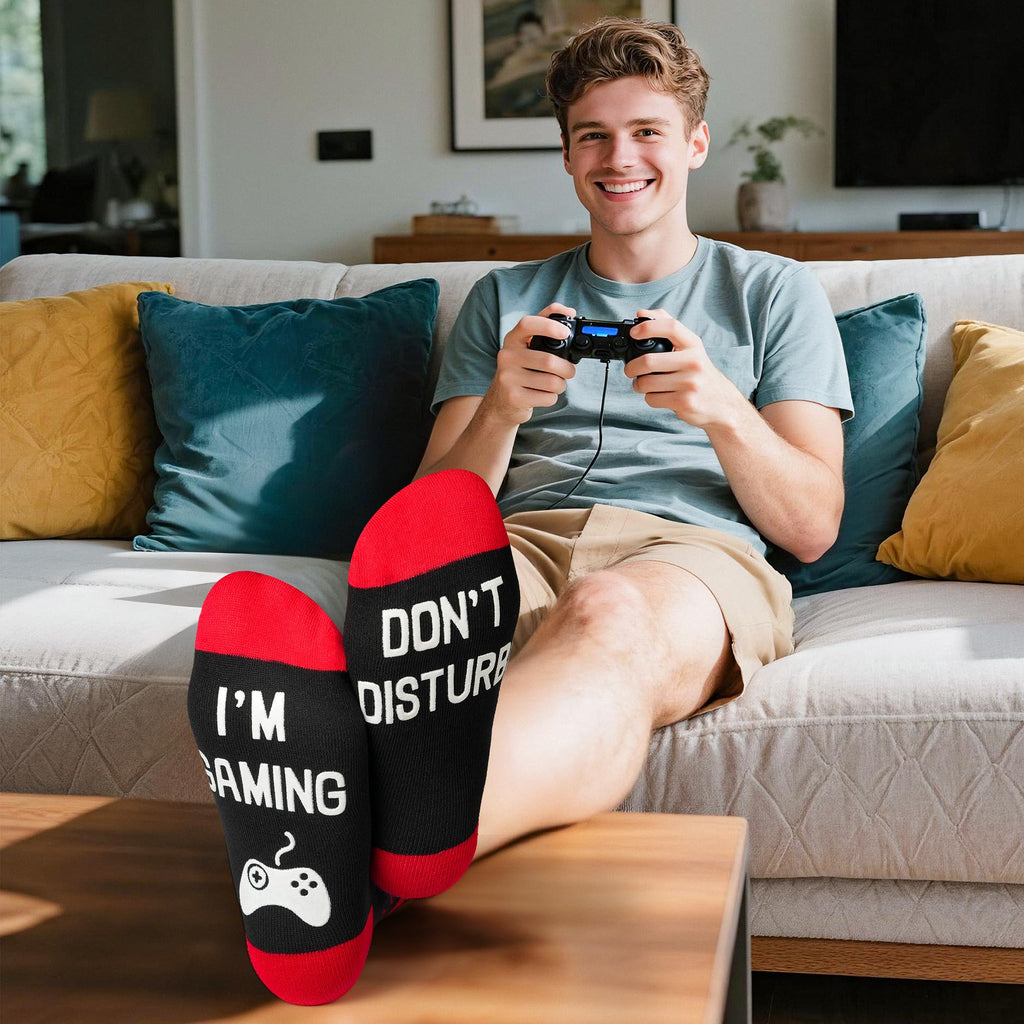 Kelool Fathers Day Dad Gifts for Men Dad Funny Do Not Disturb I'm Gaming Socks Funny Gifts For Men From Son Kids Teen Boys