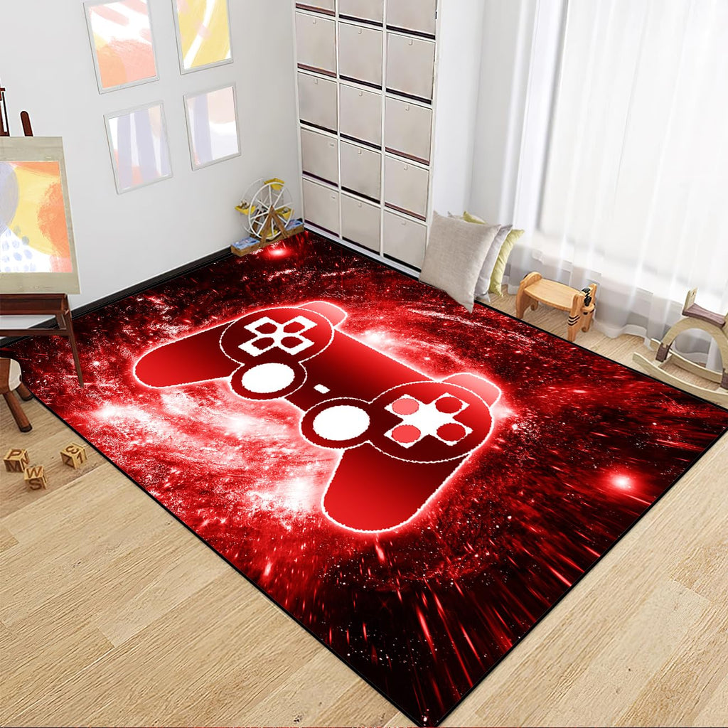 Gaming Rug - Video Game Area Rugs for Boys Teens Gamer Rug for Boys Room Gamer Controller Gamepad Pattern Carpet Floor Mat Bathroom Mat for Livingroom