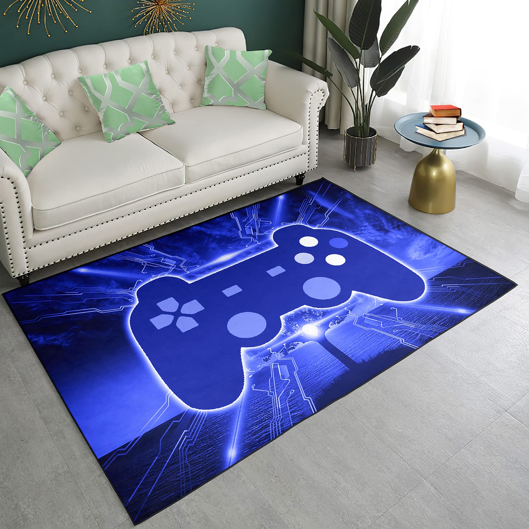Gaming Rug - Video Game Area Rugs for Boys Teens Gamer Rug for Boys Room Gamer Controller Gamepad Pattern Carpet Floor Mat Bathroom Mat for Livingroom