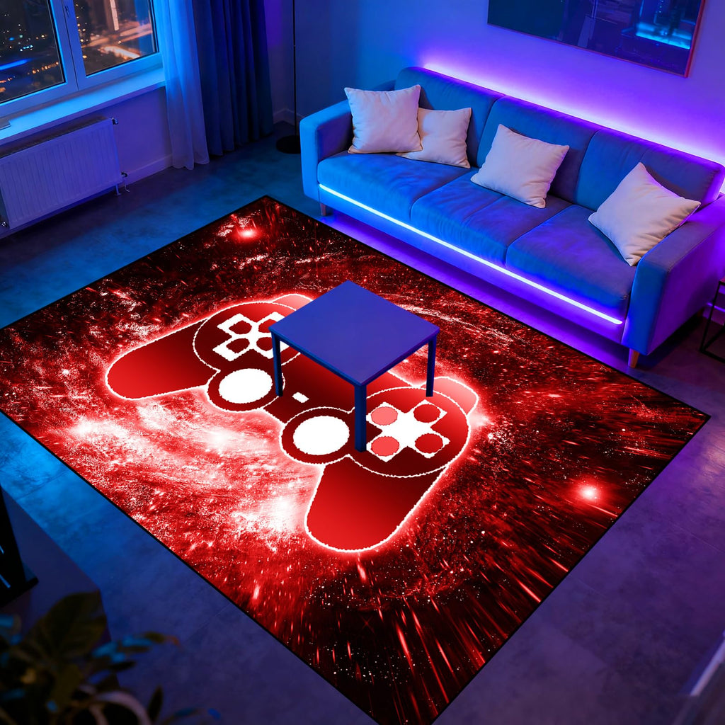 Gaming Rug - Video Game Area Rugs for Boys Teens Gamer Rug for Boys Room Gamer Controller Gamepad Pattern Carpet Floor Mat Bathroom Mat for Livingroom
