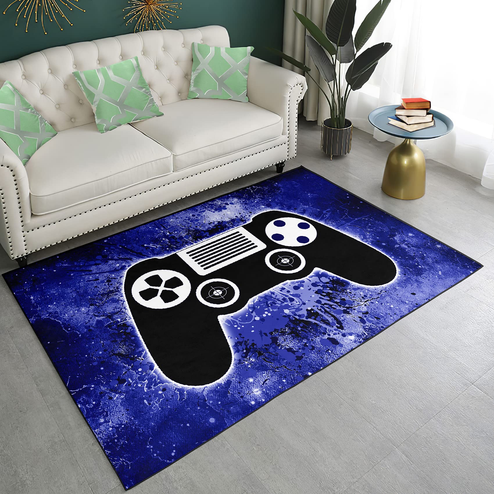 Gaming Rug - Video Game Area Rugs for Boys Teens Gamer Rug for Boys Room Gamer Controller Gamepad Pattern Carpet Floor Mat Bathroom Mat for Livingroom