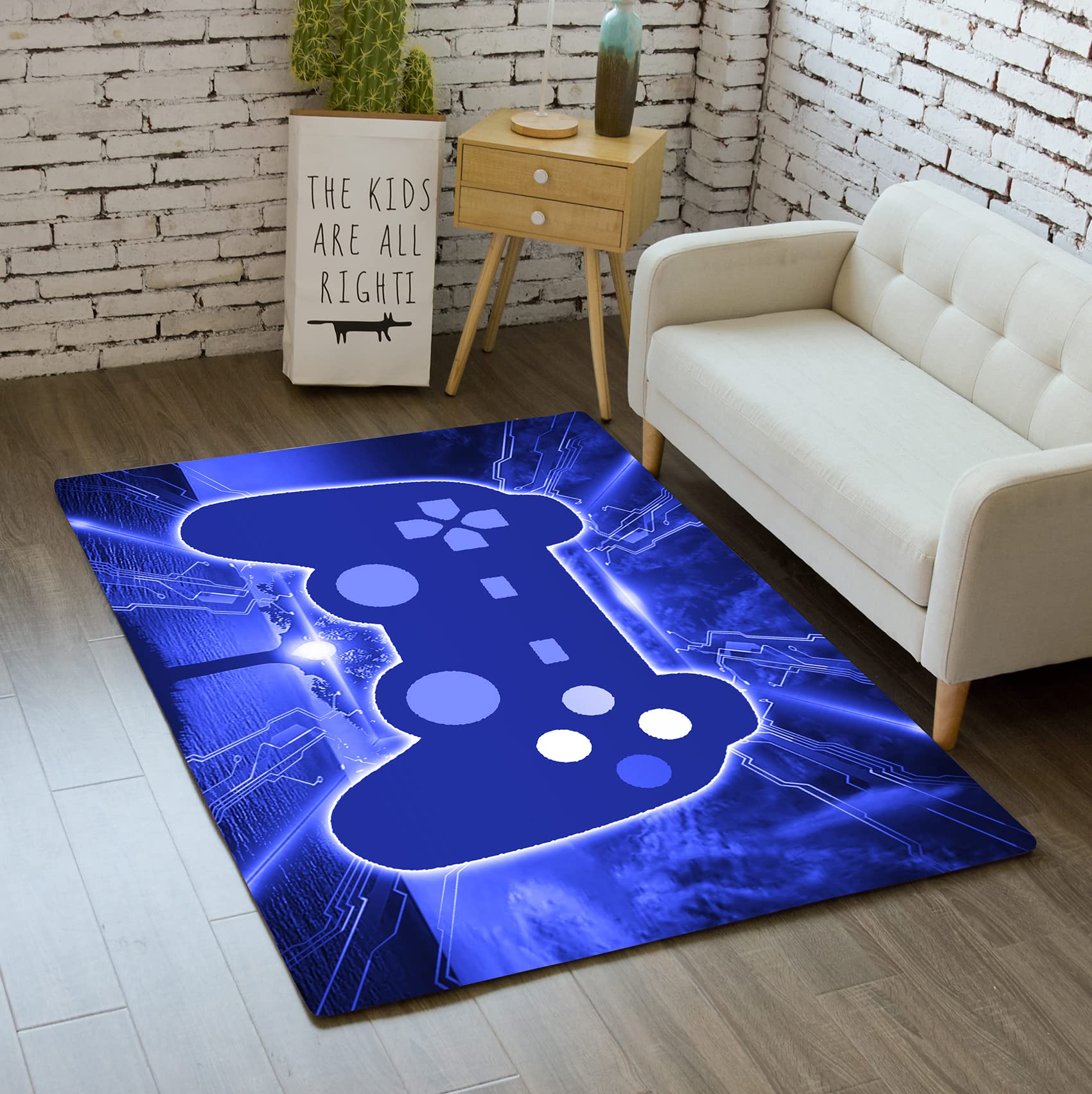Gaming Rug - Video Game Area Rugs for Boys Teens Gamer Rug for Boys Room Gamer Controller Gamepad Pattern Carpet Floor Mat Bathroom Mat for Livingroom