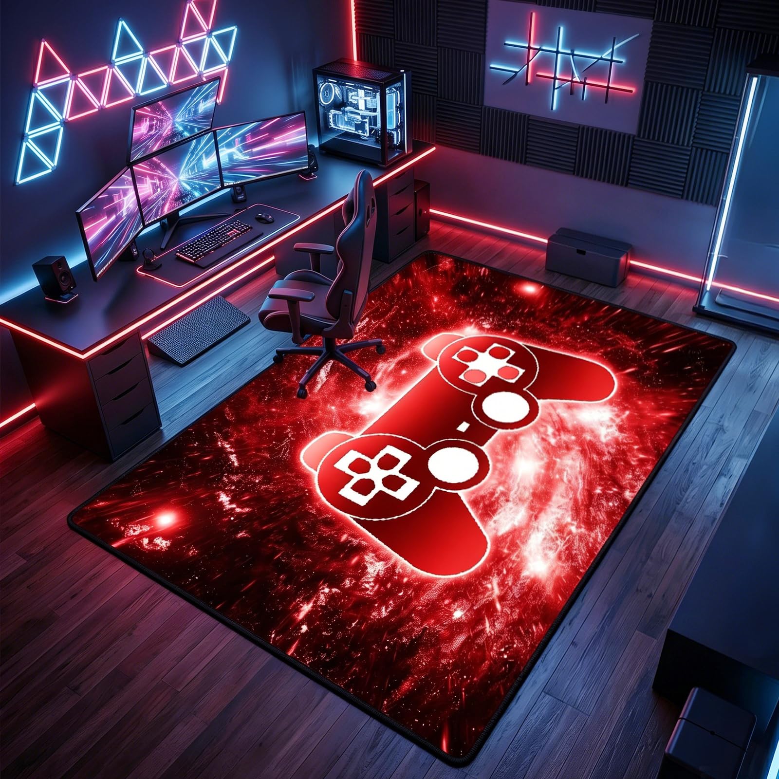 Gaming Rug - Video Game Area Rugs for Boys Teens Gamer Rug for Boys Room Gamer Controller Gamepad Pattern Carpet Floor Mat Bathroom Mat for Livingroom